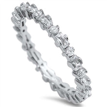 Load image into Gallery viewer, Sterling Silver Square And Round Wedding Band Clear CZ RingAnd Band Width 3mm