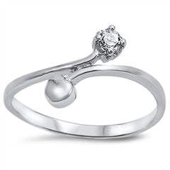 Sterling Silver Round And Apple Cut Clear CZ RingAnd Face Width 6mm