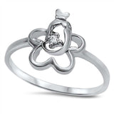 Sterling Silver Star Shaped Clear CZ RingAnd Face Width 12mm