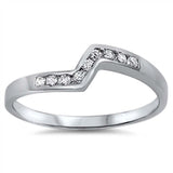 Sterling Silver Wave Shaped Clear CZ RingAnd Face Width 6mm