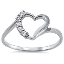 Load image into Gallery viewer, Sterling Silver Heart Shaped Clear CZ RingAnd Face Width 10mm