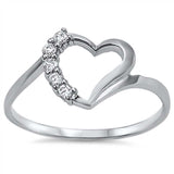 Sterling Silver Heart Shaped Clear CZ RingAnd Face Width 10mm