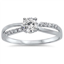 Load image into Gallery viewer, Sterling Silver Round Loop Shaped Clear CZ RingAnd Face Width 5mm