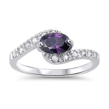 Load image into Gallery viewer, Sterling Silver Infinity Amethyst Oval Shaped Clear CZ RingAnd Face Width 8mm