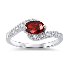 Load image into Gallery viewer, Sterling Silver Infinity Oval Shaped Garnet And Clear CZ RingsAnd Face Width 8mm