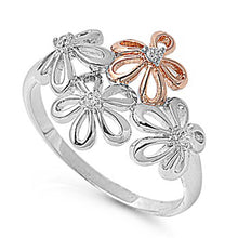 Load image into Gallery viewer, Sterling Silver Multicolored Flowers Shaped Clear CZ RingsAnd Face Width 14mm