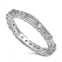 Load image into Gallery viewer, Sterling Silver Wedding Band Shaped Clear CZ RingsAnd Face Width 3mm