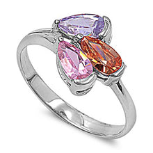 Load image into Gallery viewer, Sterling Silver Pears Shaped Multicolor CZ RingsAnd Face Height 12mm