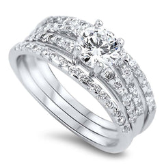 Sterling Silver Cone Shaped Cubic Zirconia Wedding RingAnd Face Height 9mm