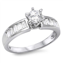 Load image into Gallery viewer, Sterling Silver Flower Shaped Clear CZ RingAnd Face Height 7mm