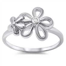 Load image into Gallery viewer, Sterling Silver Flowers Shaped Clear CZ RingAnd Face Height 11mm