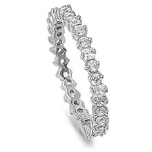 Load image into Gallery viewer, Sterling Silver Round Shaped Clear CZ RingAnd Face Height 3mm
