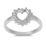 Sterling Silver Heart Shaped Clear CZ RingAnd Face Height 10mmAnd Band Width 2mm