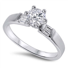 Load image into Gallery viewer, Sterling Silver Round Shaped Clear CZ RingAnd Face Height 7mm