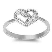 Load image into Gallery viewer, Sterling Silver Heart Shaped Clear CZ RingAnd Face Height 9mm