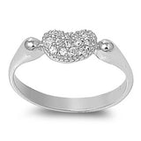 Sterling Silver Heart Shaped Clear CZ RingAnd Face Height 6mm