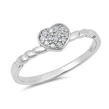 Load image into Gallery viewer, Sterling Silver Heart Shaped Clear CZ RingAnd Face Height 6mm