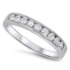 Sterling Silver Classy Round Cut Shaped Clear CZ RingAnd Face Height 4mmAnd Band Width 3mm