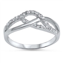 Load image into Gallery viewer, Sterling Silver Rhodium Plated Infinity Shaped Clear CZ RingAnd Face Height 7mm