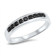 Load image into Gallery viewer, Sterling Silver Wedding Band Black CZ RingAnd Face Height 4mm