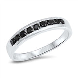 Sterling Silver Wedding Band Black CZ RingAnd Face Height 4mm