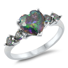 Load image into Gallery viewer, Sterling Silver Heart With Rainbow Topaz Cubic Zirconia Ring