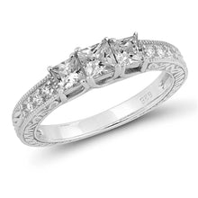 Load image into Gallery viewer, Sterling Silver Rhodium Plated Squares Shaped Clear CZ RingAnd Face Height 5mm