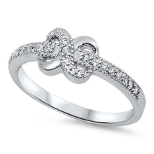 Load image into Gallery viewer, Sterling Silver Infinity Shaped Clear CZ RingAnd Face Height 7mm