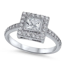 Load image into Gallery viewer, Sterling Silver Double Squares Shaped Clear CZ RingAnd Center Stone Width 10mm