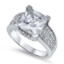 Load image into Gallery viewer, Sterling Silver Square Shaped Clear CZ RingAnd Face Height 11mm