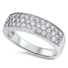 Load image into Gallery viewer, Sterling Silver Round Wedding Band With Clear CZ RingAnd Face Height 6mm