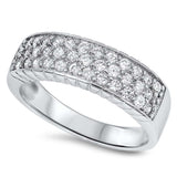 Sterling Silver Round Wedding Band With Clear CZ RingAnd Face Height 6mm