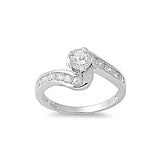 Sterling Silver Infinity Round Shaped Clear CZ RingAnd Face Height 10mm