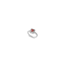 Load image into Gallery viewer, Sterling Silver Garnet Square With Clear CZ RingAnd Face Height 9mm