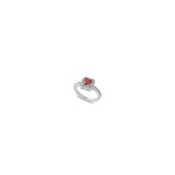 Sterling Silver Garnet Square With Clear CZ RingAnd Face Height 9mm