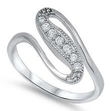 Load image into Gallery viewer, Sterling Silver Waves Shaped Clear CZ RingAnd Face Height 14mm