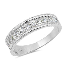 Load image into Gallery viewer, Sterling Silver Round Spinner Wedding Band With Clear CZ RingAnd Face Height 5mm