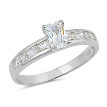 Load image into Gallery viewer, Sterling Silver Rectangle Shaped Clear CZ RingAnd Face Height 6mm