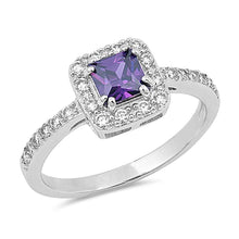 Load image into Gallery viewer, Sterling Silver Rhodium Plated Square Shaped Clear CZ RingAnd Face Height 9mm