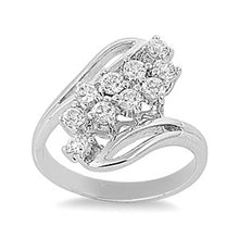Load image into Gallery viewer, Sterling Silver Loops Shaped Clear CZ RingAnd Face Height 17mm