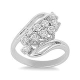 Sterling Silver Loops Shaped Clear CZ RingAnd Face Height 17mm