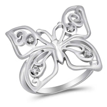 Load image into Gallery viewer, Sterling Silver Butterfly Shaped Clear CZ RingAnd Face Height 19mm