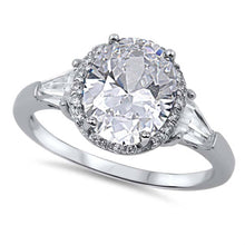 Load image into Gallery viewer, Sterling Silver Round Shaped Clear CZ Ring and Face Height 12mm