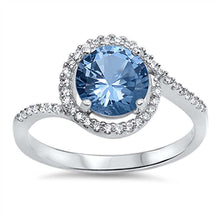 Load image into Gallery viewer, Sterling Silver Round Infinity Shaped Aquamarine And Clear CZ RingAnd Face Height 11mm