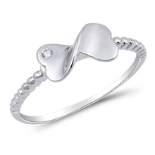 Load image into Gallery viewer, Rhodium Plated Sterling Silver Clear CZ Fashionable Infinity Heart Ring with Ring Face Height of 6MM