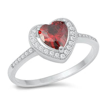 Load image into Gallery viewer, Sterling Silver Heart Garnet CZ and Clear CZ Ring