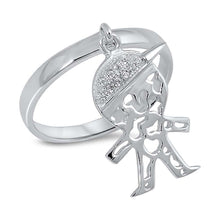 Load image into Gallery viewer, Sterling Silver Boy Shaped Clear CZ RingAnd Face Height 19mmAnd Band Width 2mm