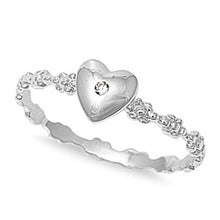 Load image into Gallery viewer, Sterling Silver Heart Shaped Cubic Zirconia Ring