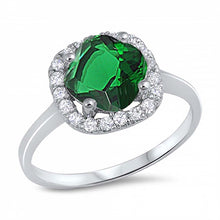 Load image into Gallery viewer, Sterling Silver Emerald Cross Shaped Clear CZ RingAnd Face Height 8mmAnd Band Width 2mm