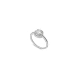 Sterling Silver Round Shaped Clear CZ RingAnd Face Height 6mmAnd Band Width 2mm
